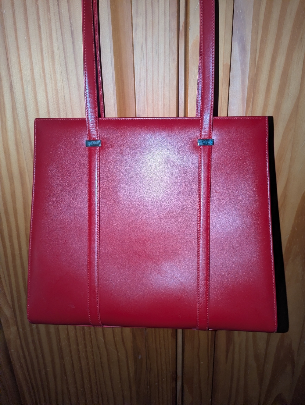 Vintage T Anthony LTD Italy Red Leather Structured Tote Bag - Picture 4 of 12